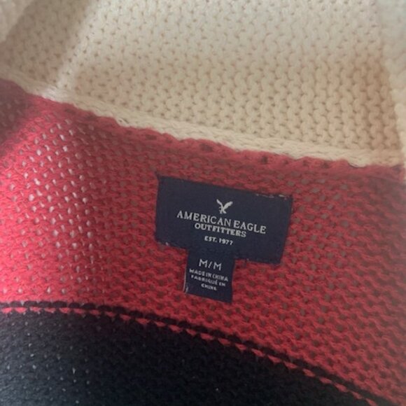 American Eagle Women's Open Knit Cotton Blend Striped Cardigan Sweater - Size M - Picture 5 of 8